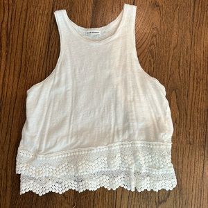 Club Monaco Cotton/Linen Blend Sleeveless Top with Crochet Trim